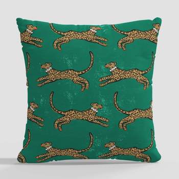 Cheetah Print Square Throw Pillow Green by Kendra Dandy - Cloth & Company