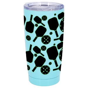 100 North 20 Ounce Stainless Steel On the Go Travel Tumbler With Push Top Lid, Pickleball Paddle Teal - 1 of 4