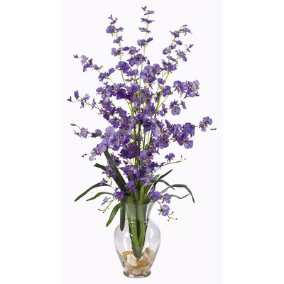 Elegant Orchid 29" Silk Flower Arrangement in Glass Vase
