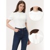 INSPIRE CHIC Women's Short Sleeve Velvet Keyhole Back Ruffle Mock Neck Shirt - 2 of 4