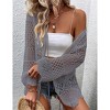 Womens Cardigan Spring Tops Sheer Lightweight Summer Cardigan Beach Cover Up Tops V Neck Lantern Sleeve Sweater Cardigan - 3 of 4