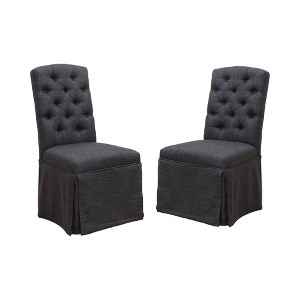 Set of 2 Palmquist Transitional Button Tufted Dining Chair Dark Gray - ioHOMES