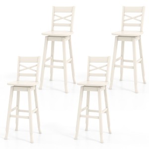 Tangkula 4PCS 30" Bar Height Stool Swivel Bar Stool Rubber Wood w/ Inclined Backrest - 1 of 4