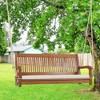 Tangkula 2-Seat Patio Hanging Wooden Porch Swing Bench w/ Cushion - 4 of 4