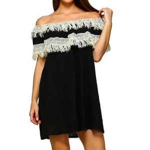 Women's Off the Shoulder Fringe Dress - Velzera - 1 of 4