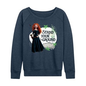 Women's - Disney - Merida Stand Your Ground Lightweight French Terry Wide Neck Long Sleeve Shirt - 1 of 4