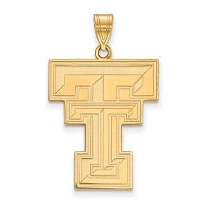 Black Bow Jewelry 14k Yellow Gold Plated Sterling Silver Texas Tech Red Raiders NCAA Extra Large Pendant - 1 of 3