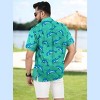 LA LEELA Men's Hawaiian Shirt Vacation Caribbean Party 3X-Large Cyan Dolphin - 4 of 4