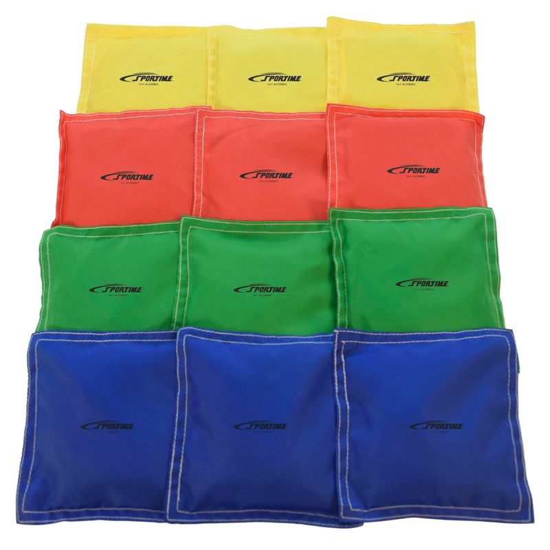 Sportime Nylon-Covered Bean Bags, 5 x 5 Inches, Assorted Colors, Pack of 12, 1 of 5