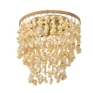 15" Round Metal and Shell Flush Mount Ceiling Light, Wall Sconce - 1 of 3