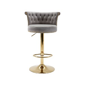 Okak Swivel Bar Stools Set of 2, Adjustable Counter Height Chairs with Footrest and Metal Legs, for Kitchen Island, Dining Room - 1 of 4