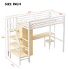 TIRAMISUBEST Twin Size Metal Loft Bed with Desk, Storage Bed Frame with Shelf, Wardrobe and Storage Staircase - 4 of 4