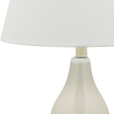 Cybil White Glass Double Gourd Nightstand Lamp Set with Cotton Shade
