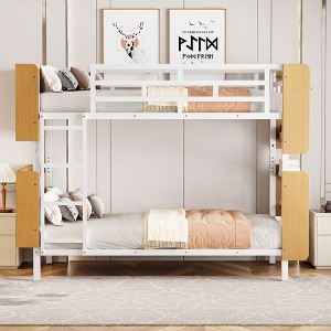 TiramisuBest Full Over Full Size Metal Bunk Bed with Ladder and Full-Length Guardrail, Storage Space, No Box Spring Needed - 1 of 4