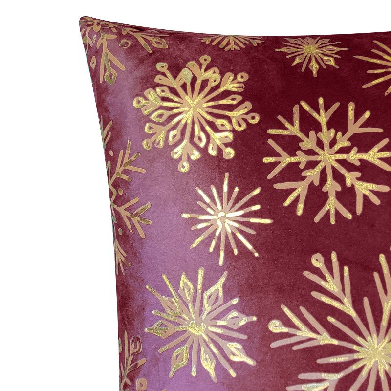 18"x18" Snowflakes Velvet Foil Printed Holiday Square Throw Pillow - Edie@Home, 4 of 9