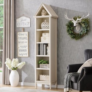 Bookshelf with Adjustable Shelves, 75.9" Tall Narrow Bookshelf with Storage, 5 Tiers Open Shelves Bookcase with Triangular Top - 1 of 4