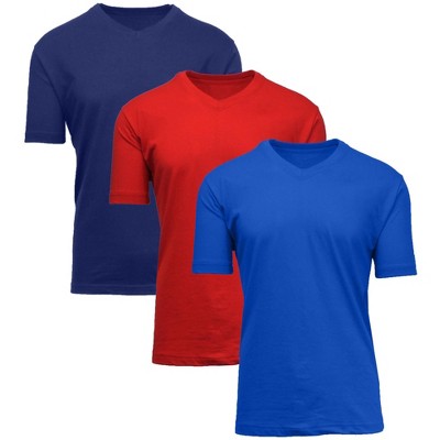 Blue Ice Men's Short Sleeve V-Neck Modern Fit Cotton Blend Classic Tee-3 Pack