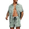 COOFANDY Men's Hawaiian Matching Set Summer Beach 2 Piece Outfits Flower Button Down Shirts - 2 of 2