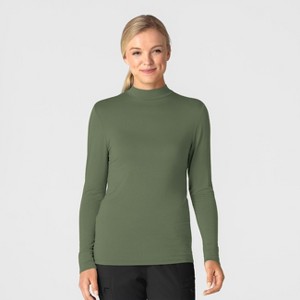 Wink Layers Women’s Long Sleeve Mock Neck Silky Tee - 1 of 4