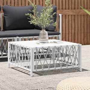 vidaXL Patio Table White 27.6 in.x27.6 in.x13.4 in. Woven Fabric - 1 of 4