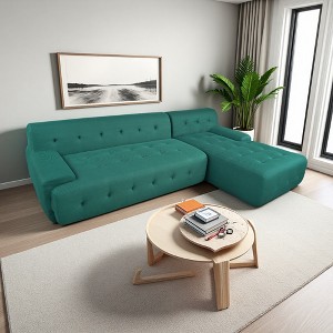 107" Grid Fabric L-Shaped Modular Sectional Sofa - 1 of 4