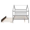 NicBex Full Size Loft Bed Roof Shape Pine Bed Frame with Twin Trundle and Headboards for Bedroom, No Box Spring Required - 3 of 4