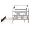 NicBex Full Size Loft Bed Roof Shape Pine Bed Frame with Twin Trundle and Headboards for Bedroom, No Box Spring Required - image 3 of 4