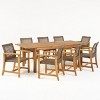 Christopher Knight Home Edgewood Outdoor Acacia Wood and Wicker 9 Piece Dining Set, Teak/Mixed Mocha - 2 of 4