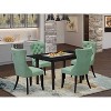 5-Piece Black Finish Solid Wood Top Rectangular Upholstered Dining Room Set  (Seats-4) - 2 of 4