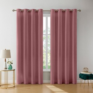 HLC.ME Sawyer Premium Luxurious Lush Velvet Soft Light Filtering Grommet Window Drapery Curtains - Set of 2 - 1 of 4
