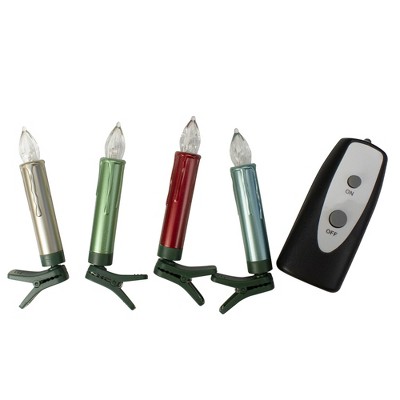 Melrose Set of 12 LED Clip on Colored Taper Candles with Remote 4"