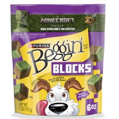 Beggin' Bacon Flavor Strips Minecraft Blocks Chewy Dog Treats - 6oz