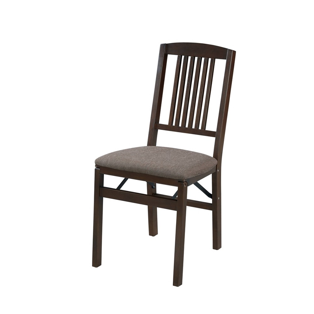 Set Of 2 Simple Mission Folding Chair Espresso Brownbeige