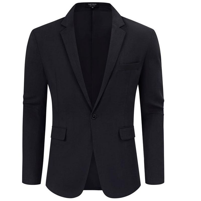 Men's Casual Sport Coat Lightweight Linen Blazer One Button Business Suit Jackets Stylish Daily Suits, 5 of 9
