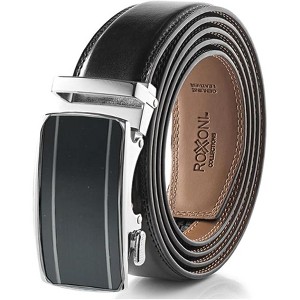 Roxoni Men's Genuine Leather Ratchet Dress Belt with Automatic Double Gloss Buckle, Enclosed in an Elegant Gift Box - 1 of 4