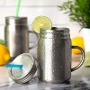 Stainless Steel Insulated Mason Jar, 16 oz- Set of 2 - Tumblers w/ 2 Reusable Straws & Matching Lids - Hot and Cold Double Wall Insulated Drinking - 2 of 3