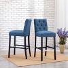 WestinTrends 29" Linen Fabric Tufted Bar Stool (Set of 2) - 2 of 4
