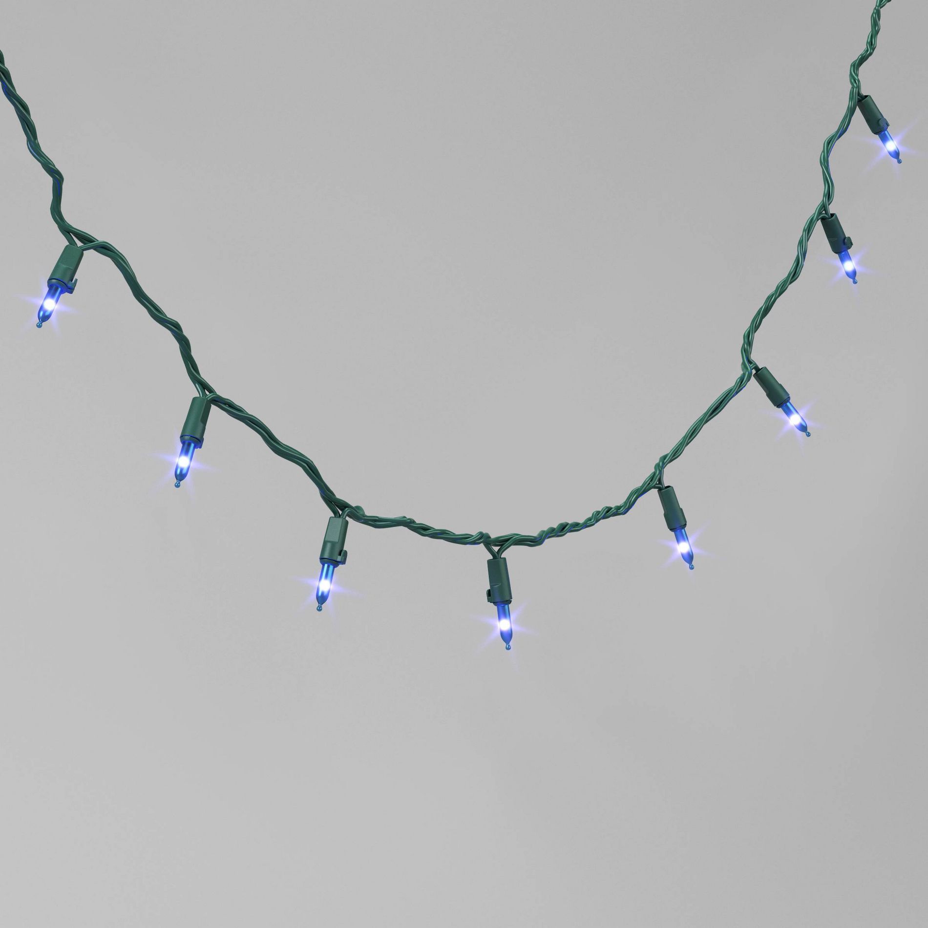 100ct LED Smooth Mini Christmas String Lights Light Blue with Green Wire - Wondershop™: Indoor/Outdoor, UL Listed