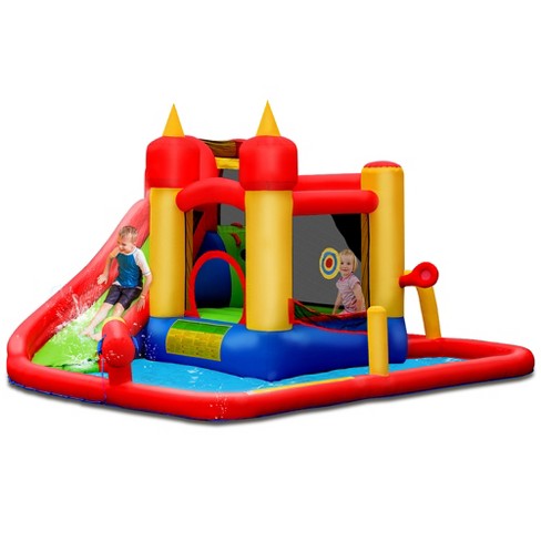 Costway Inflatable Water Slide Jumping, Outdoor Bounce House With Water Slide