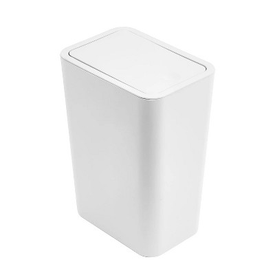 LunaLulinlk 10 L Small Bathroom Plastic Trash Can with Pop Up Lid, White