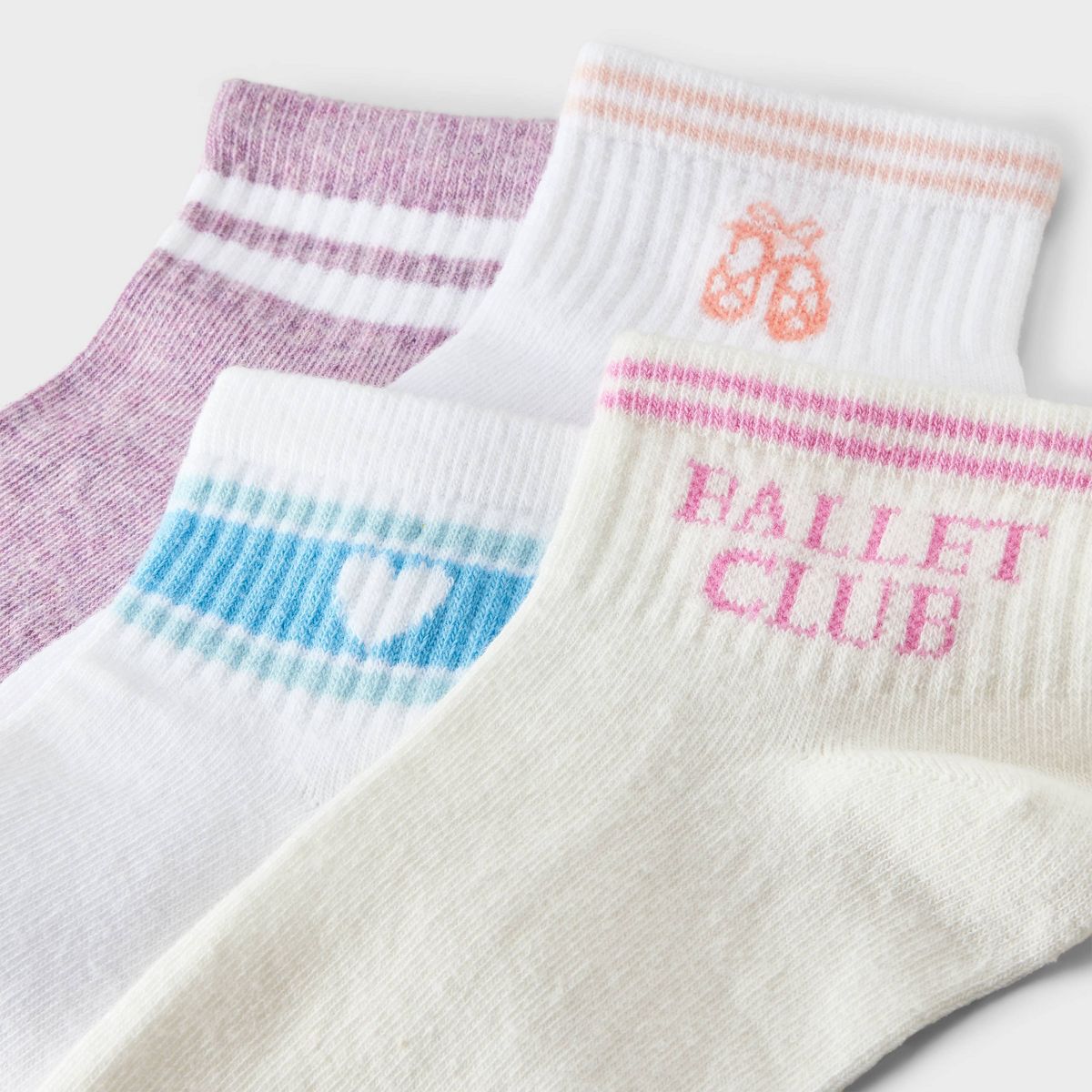 Girls' 4pk 'Ballet Club' Dance Ankle Socks - Cat & Jack™ Assorted Colors - thumbnail 3