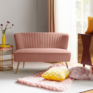 Velvet Nicolas Loveseat Chair Contemporary  2-Seater Sofa for Living Room and Bedroom Tufted Back Loveseat  | Karat Home - 1 of 4