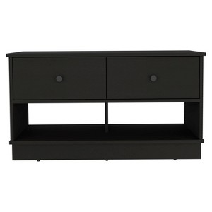 Airsurfer Storage Bench with Two Open Shelves and Two Drawers, Versatile Entryway Seating Organizer for Living Room or Hallway - Black - 1 of 4