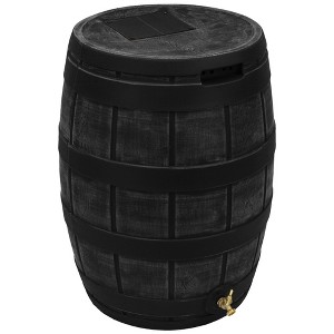 Good Ideas Rain Vault 50 Gallon Rain Barrel with Brass Spigot, Convenient Handles and Screen to Keep Out Debris, Insects, Animals and Children, Black - 1 of 4