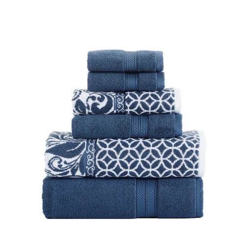 Modern Threads Reversible Yarn Dyed Jacquard 6 Piece Towel Set, Trefoil ...
