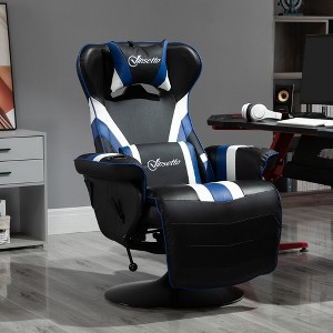 Kumasinova 90°-130°Recliner Gaming Chair with Swivel Base Plate&Cup Holder,360°Swivel Office Chair Video Game Chairs with Head&Lumbar Pillow,Footrest - 1 of 4