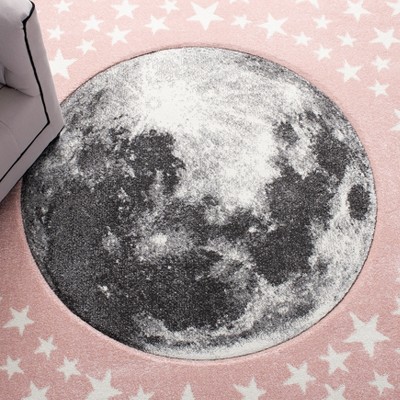 Handmade Pink and Grey Square Kids Rug, 5'3"