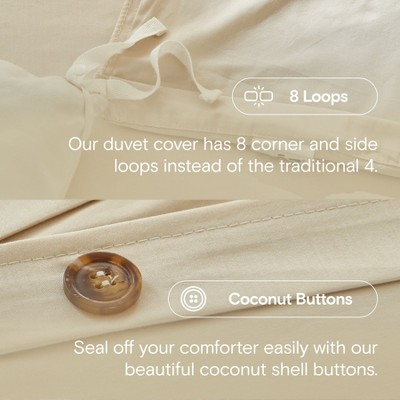 Dove Gray Cotton Full/Queen Sateen Duvet Cover Set