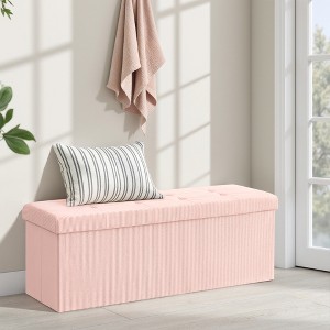 Corduroy Storage Ottoman Bench - 43" Foldable Footrest with 660lb Capacity, 35-Gallon Storage & Organizers, Multi-Functional - 1 of 4