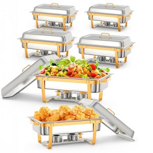 Chafing Dish for Buffet Set, 8 QT Chafers and Buffet Warmers Sets with Folding Frame, Spoon & Tweezer for Weddings  Banquets Catering Events, Gold - 1 of 4